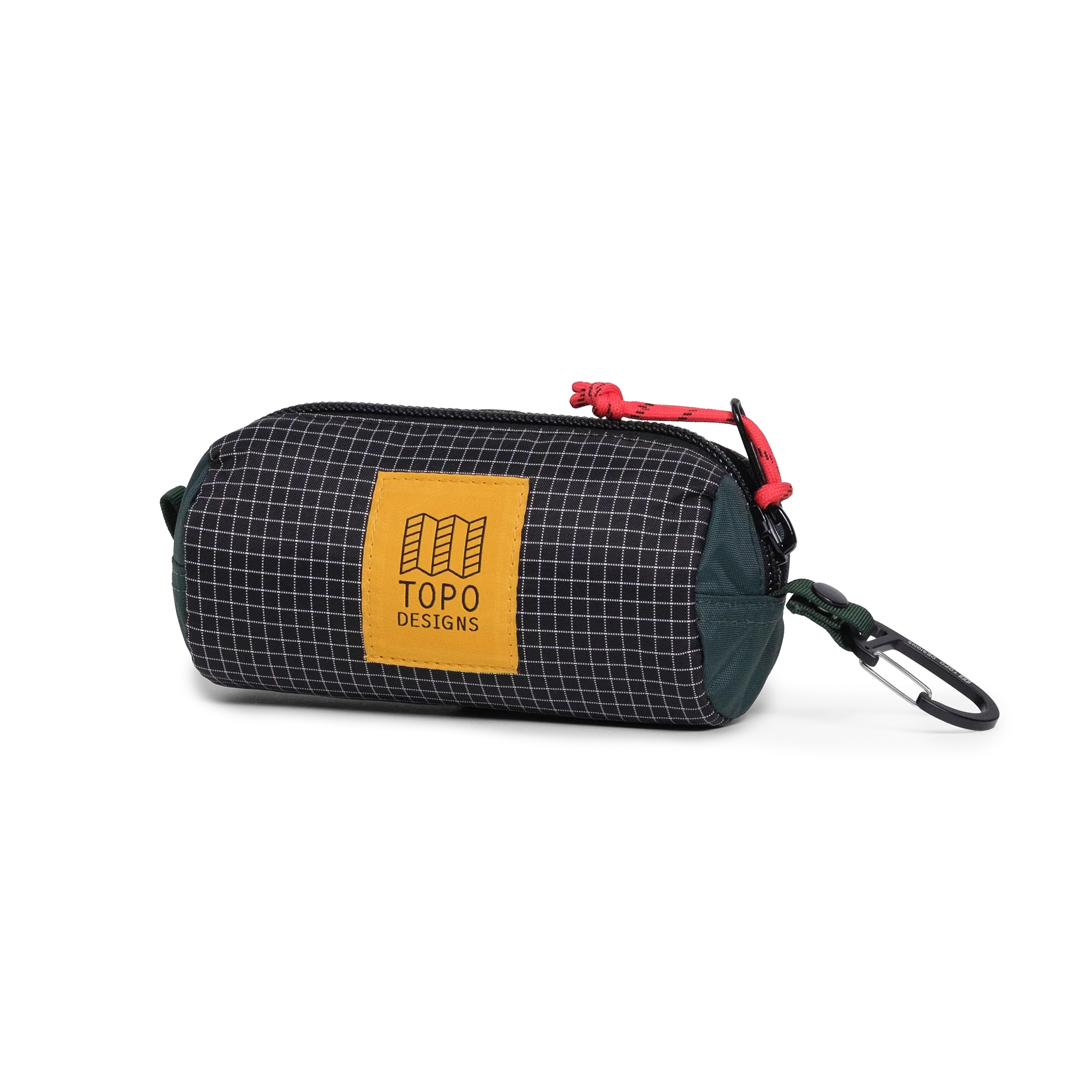 Front view of Topo Designs Burrito Bag Ripstop in "Black / White Grid"